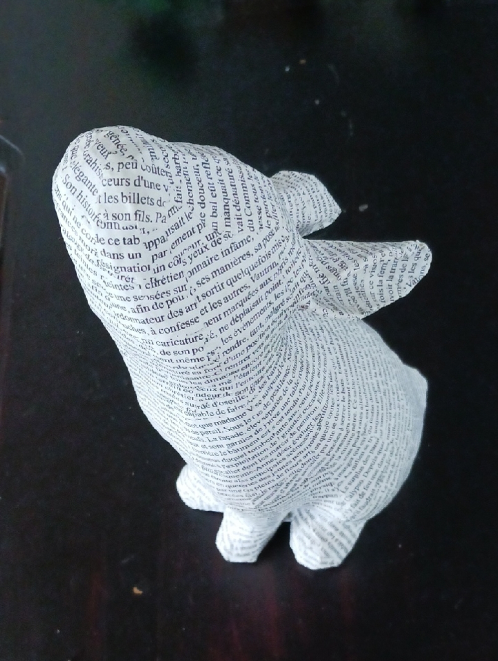Vintage French Text Papier-mâché Rabbit - Picture 5 of 11